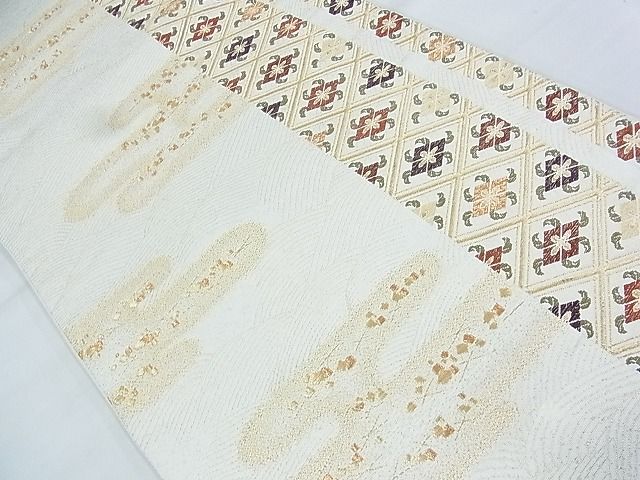 付下げ 袷 錦寿縮緬 ちりめん たちばな 刺繍 牛若丸と弁慶 平和屋着物◎六通柄袋帯 福寿錦 金糸 逸品 BAAJ5522ns