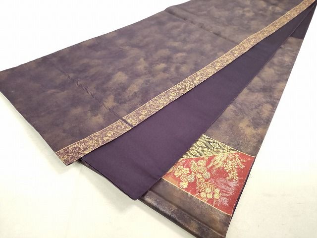 平和屋着物◎六通太鼓柄袋帯 切嵌横段花文 金糸 引箔 逸品 DAAH9780tw