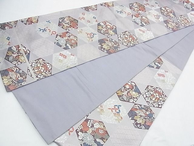 平和屋着物◎六通柄袋帯 唐織 亀甲花文 金銀糸 逸品 BAAJ5547ns