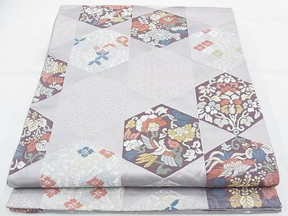 平和屋着物◎六通柄袋帯 唐織 亀甲花文 金銀糸 逸品 BAAJ5547ns