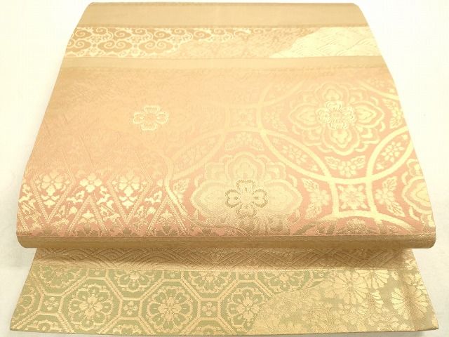 平和屋着物◎六通柄袋帯 華錦 吉祥花文 金糸 逸品 DAAH9795tw