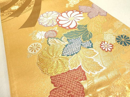 平和屋着物◎六通柄袋帯 唐織 草花文 金糸 逸品 DAAH1410cm
