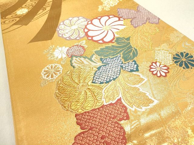 平和屋着物◎六通柄袋帯 唐織 草花文 金糸 逸品 DAAH1410cm