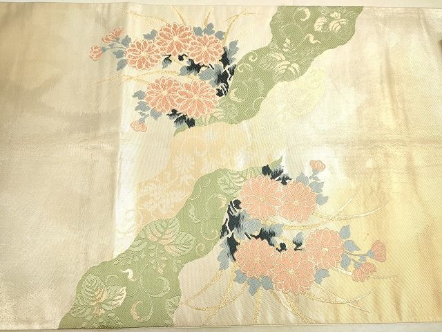 平和屋着物◎六通太鼓柄袋帯 道長草花文 金銀糸 逸品 DAAH9800tw