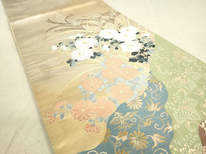 平和屋着物◎六通太鼓柄袋帯 道長草花文 金銀糸 逸品 DAAH9800tw