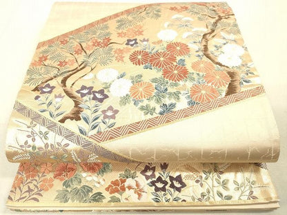 平和屋着物◎六通柄袋帯 唐織 楽園草花文様 金糸 逸品 DAAH9828tw