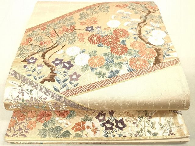 平和屋着物◎六通柄袋帯 唐織 楽園草花文様 金糸 逸品 DAAH9828tw