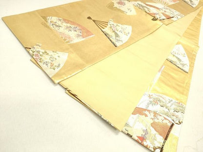 平和屋着物◎六通柄袋帯 風物扇面散し 金糸 引箔 逸品 DAAH1441cm