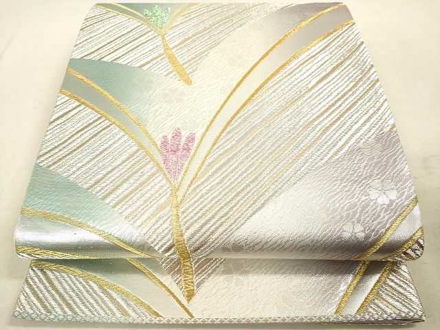 平和屋着物◎六通柄袋帯　松葉文　金銀糸　逸品　DAAH9825tw