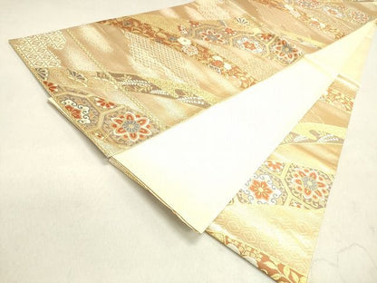 平和屋着物◎六通柄袋帯 草花文 金糸 逸品 DAAH1444cm