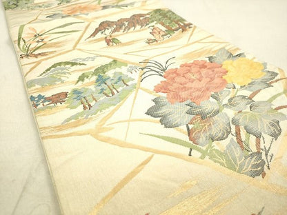 平和屋着物◎六通柄袋帯 人物風景花文 金糸 逸品 DAAH9830tw