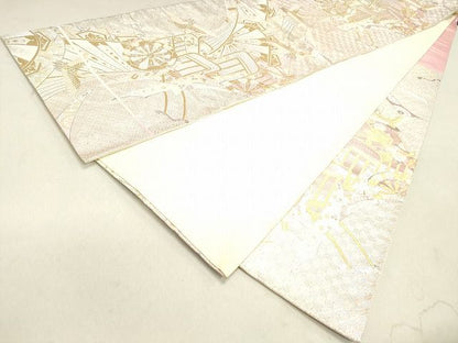 平和屋着物◎六通柄袋帯 飛鶴御所車文 金銀糸 逸品 DAAH1426cm