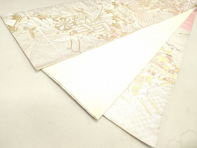 平和屋着物◎六通柄袋帯 飛鶴御所車文 金銀糸 逸品 DAAH1426cm