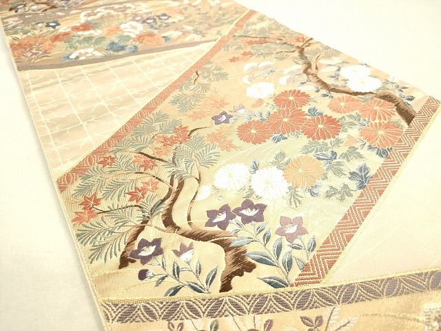 平和屋着物◎六通柄袋帯 唐織 楽園草花文様 金糸 逸品 DAAH9828tw