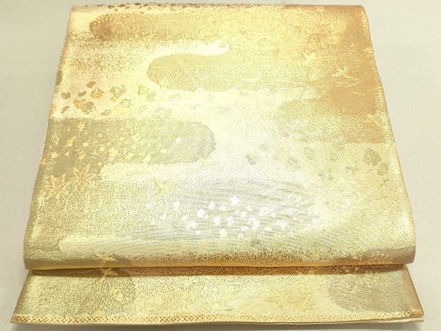 平和屋着物◎佐賀錦 六通柄袋帯 霞花鳥文 金糸 逸品 DAAH4848yyy
