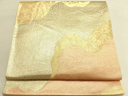 平和屋着物◎六通柄袋帯 道長草花文 金糸 引箔 逸品 DAAH4905yyy