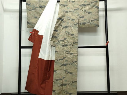 平和屋着物■上質な紬　吉祥花文　逸品　CAAH7631yk
