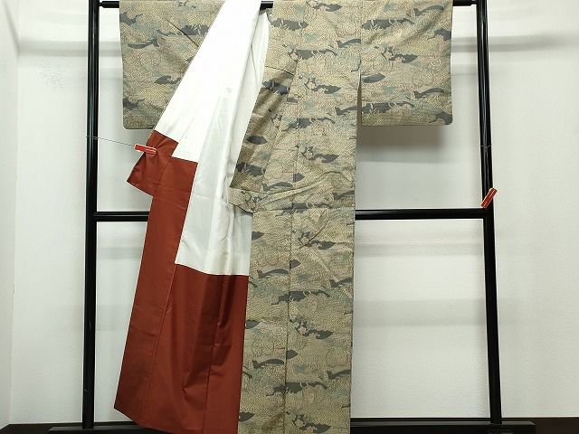 平和屋着物■上質な紬　吉祥花文　逸品　CAAH7631yk