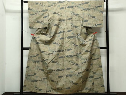 平和屋着物■上質な紬　吉祥花文　逸品　CAAH7631yk
