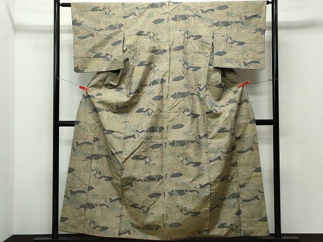 平和屋着物■上質な紬　吉祥花文　逸品　CAAH7631yk