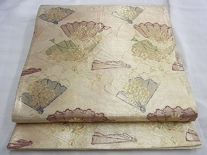 平和屋着物◎佐賀錦 六通柄袋帯 檜扇散らし 金糸 逸品 BAAJ1164du