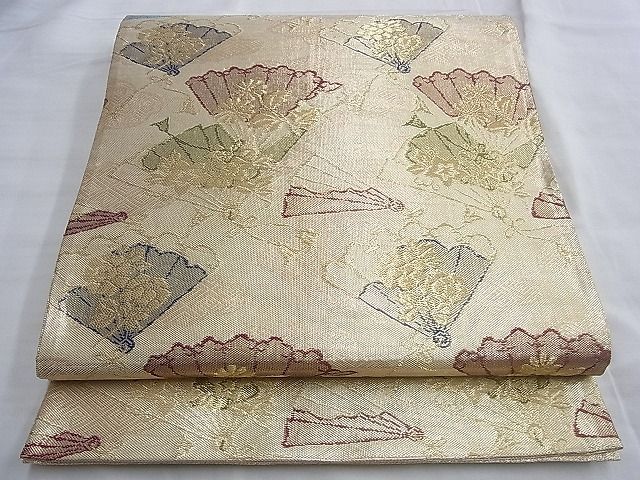 平和屋着物◎佐賀錦 六通柄袋帯 檜扇散らし 金糸 逸品 BAAJ1164du