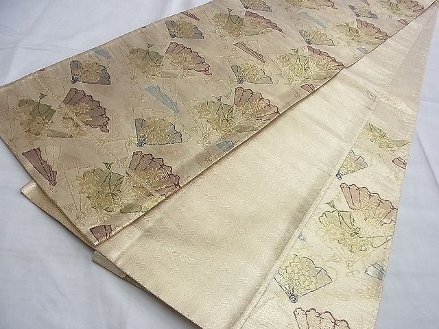 平和屋着物◎佐賀錦 六通柄袋帯 檜扇散らし 金糸 逸品 BAAJ1164du