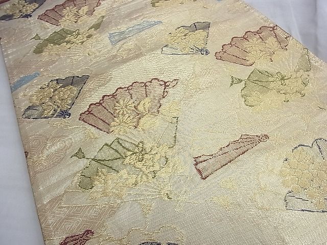 平和屋着物◎佐賀錦 六通柄袋帯 檜扇散らし 金糸 逸品 BAAJ1164du