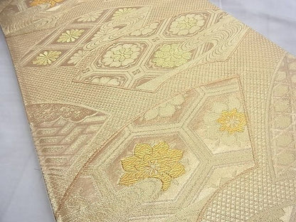 平和屋着物◎西陣 六通柄袋帯 地紙有職文 金糸 逸品 BAAJ1172du