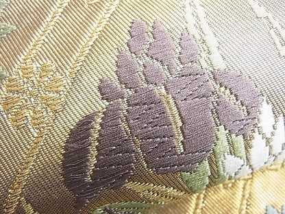 平和屋着物■六通柄袋帯 唐織 菱天井花文 金糸 逸品 BAAJ1276du