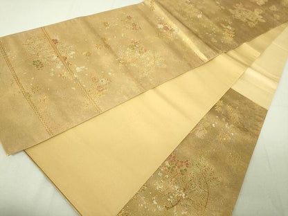 平和屋着物◎六通柄袋帯 草花文 金糸 引箔 逸品 DAAG5429jm
