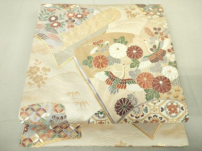 平和屋着物◎六通柄袋帯 唐織 絵本重典雅文 金糸 逸品 DAAG5454jm