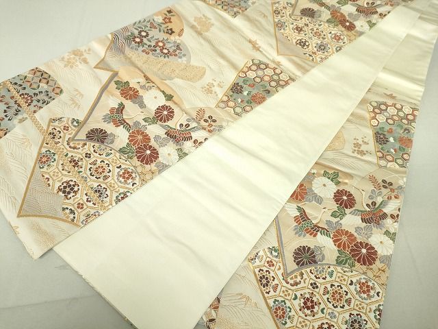 平和屋着物◎六通柄袋帯 唐織 絵本重典雅文 金糸 逸品 DAAG5454jm