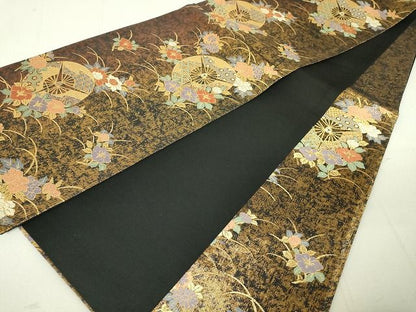 平和屋着物◎六通柄袋帯 唐織 吉祥花車文 金糸 引箔 逸品 DAAG5473jm