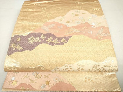 平和屋着物◎六通柄袋帯　道長花文　金銀糸　逸品　DAAH0349ya