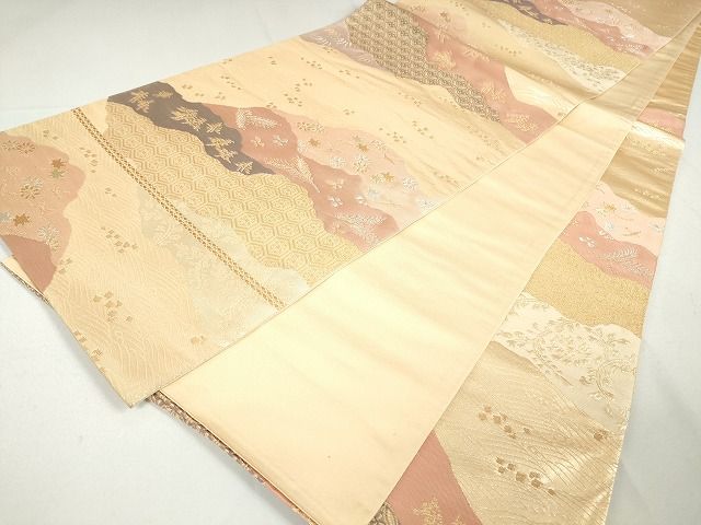 平和屋着物◎六通柄袋帯　道長花文　金銀糸　逸品　DAAH0349ya
