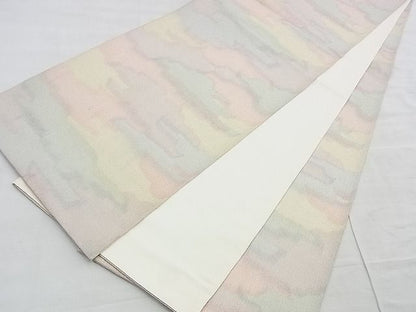 平和屋着物◎全通柄袋帯 砂子綴れ エ霞文様 銀糸 逸品 BAAI6629di