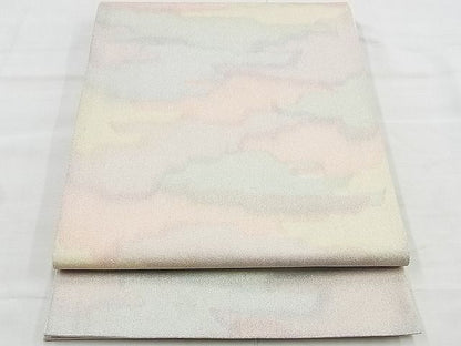 平和屋着物◎全通柄袋帯 砂子綴れ エ霞文様 銀糸 逸品 BAAI6629di