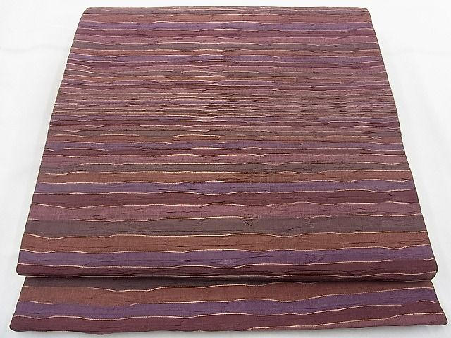 平和屋着物◎六通柄袋帯 ふくれ織 横段文 金糸 逸品 BAAI6673di