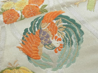 平和屋着物◎六通柄袋帯 立涌鳥獣花丸文 金銀糸 逸品 BAAI6662di