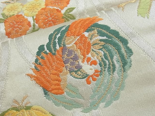 平和屋着物◎六通柄袋帯 立涌鳥獣花丸文 金銀糸 逸品 BAAI6662di