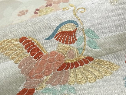 平和屋着物◎六通柄袋帯 唐織 花喰鳥 金銀糸 逸品 BAAI6691di