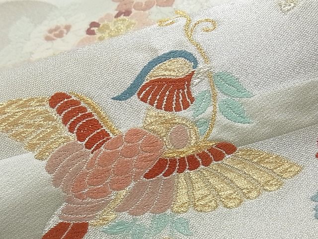 平和屋着物◎六通柄袋帯 唐織 花喰鳥 金銀糸 逸品 BAAI6691di