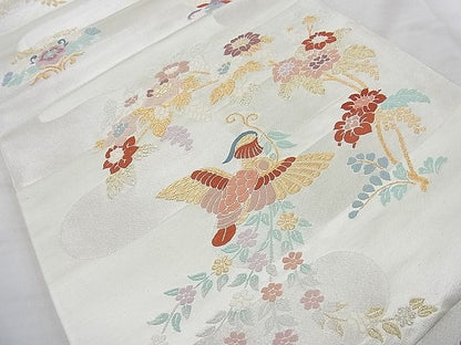 平和屋着物◎六通柄袋帯 唐織 花喰鳥 金銀糸 逸品 BAAI6691di