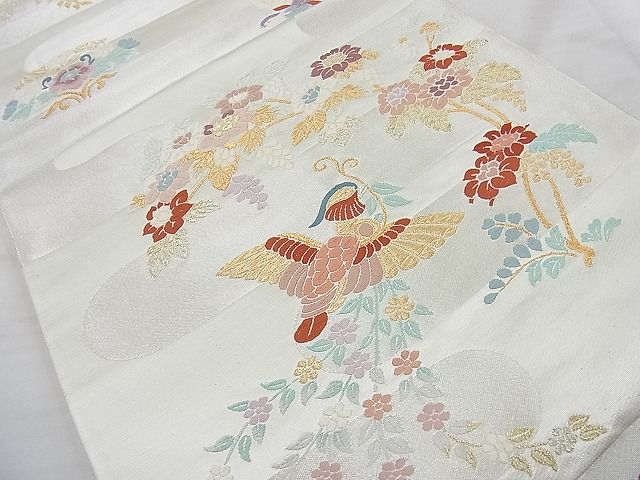 平和屋着物◎六通柄袋帯 唐織 花喰鳥 金銀糸 逸品 BAAI6691di