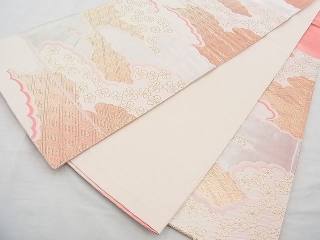 平和屋着物◎六通柄袋帯 唐織 雲取り吉祥花文 金銀糸 逸品 BAAI6686di
