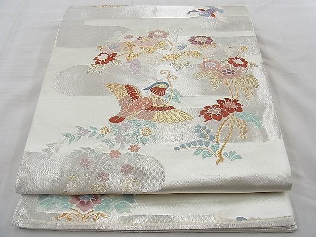 平和屋着物◎六通柄袋帯 唐織 花喰鳥 金銀糸 逸品 BAAI6691di