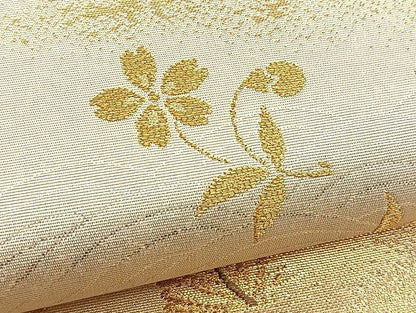 平和屋着物■六通柄袋帯 扇面若松蒔絵 金銀糸 逸品 BAAJ5344ea