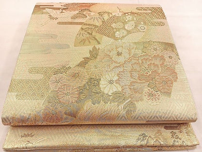 平和屋着物■佐賀錦　六通柄袋帯　ヱ霞地紙花文　金糸　逸品　BAAJ5335ea