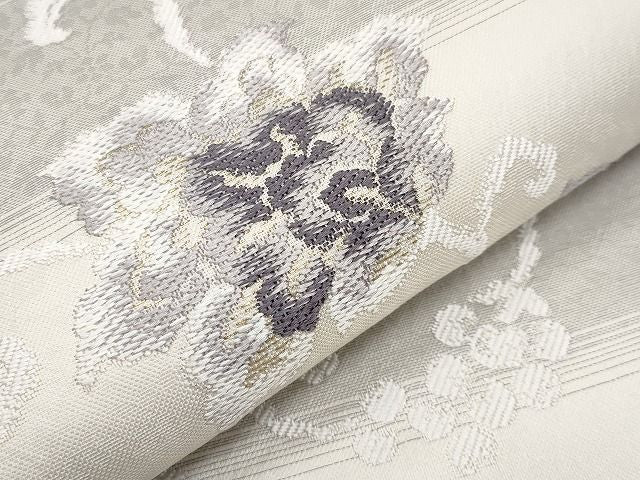 平和屋本店■極上　スリーシーズン　春夏秋　両面　六通柄袋帯　唐織　更紗唐草文　金糸　逸品　CYAA0691s4